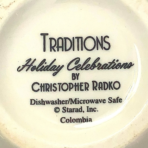 CHRISTOPHER RADKO “HOLIDAY CELEBRATIONS” FLAT CUP & SAUCER SET VINTAGE - Picture 8 of 9